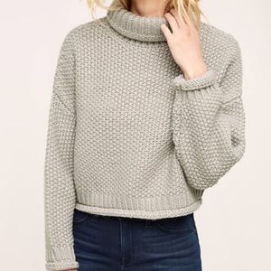 Anthropologie Grey Knit Cropped Turtleneck Small